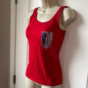 Red Attack on Titan Scout Regime tank top size small